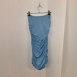 Lucy in the Sky Light Blue Ruched Strapless Dress